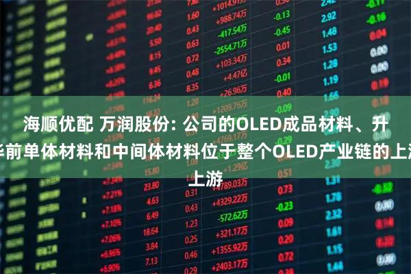 海顺优配 万润股份: 公司的OLED成品材料、升华前单体材料和中间体材料位于整个OLED产业链的上游